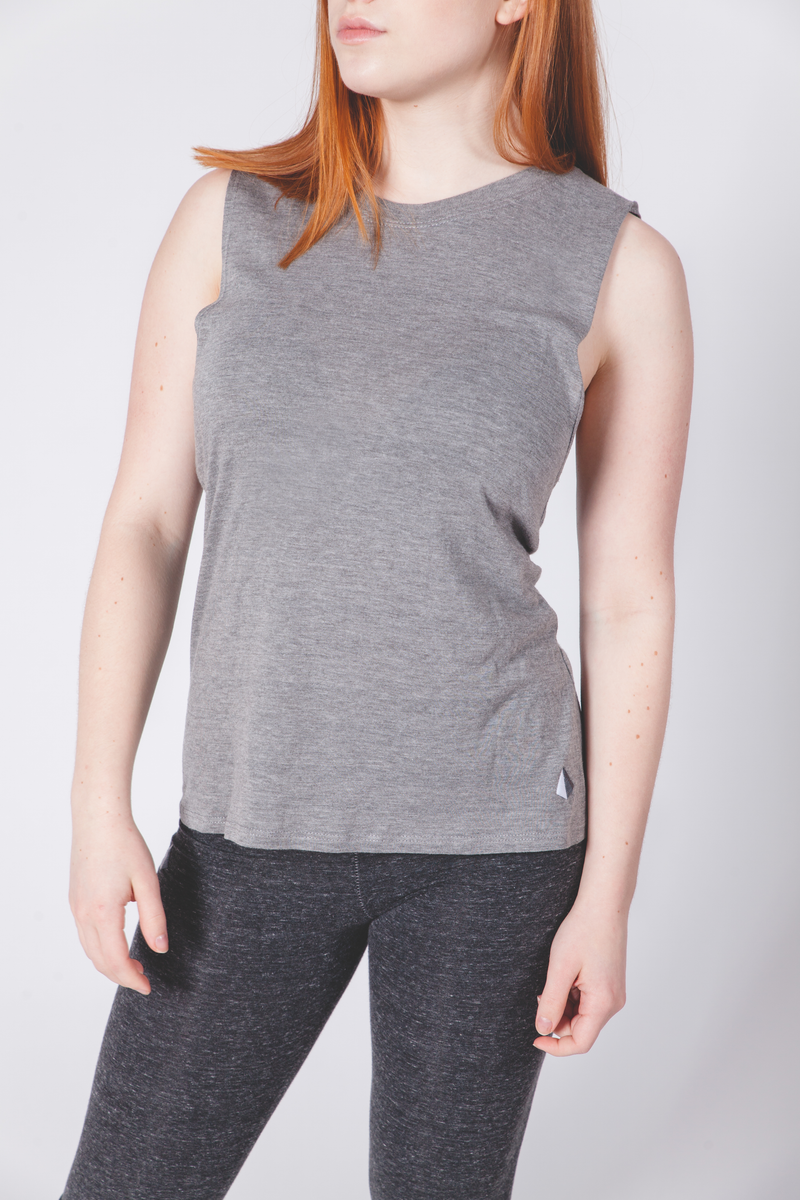 ETCYY Women's Sunflower Print Tank Top - Sleeveless V-Neck Loose Fit Yoga Shirt (Grey)