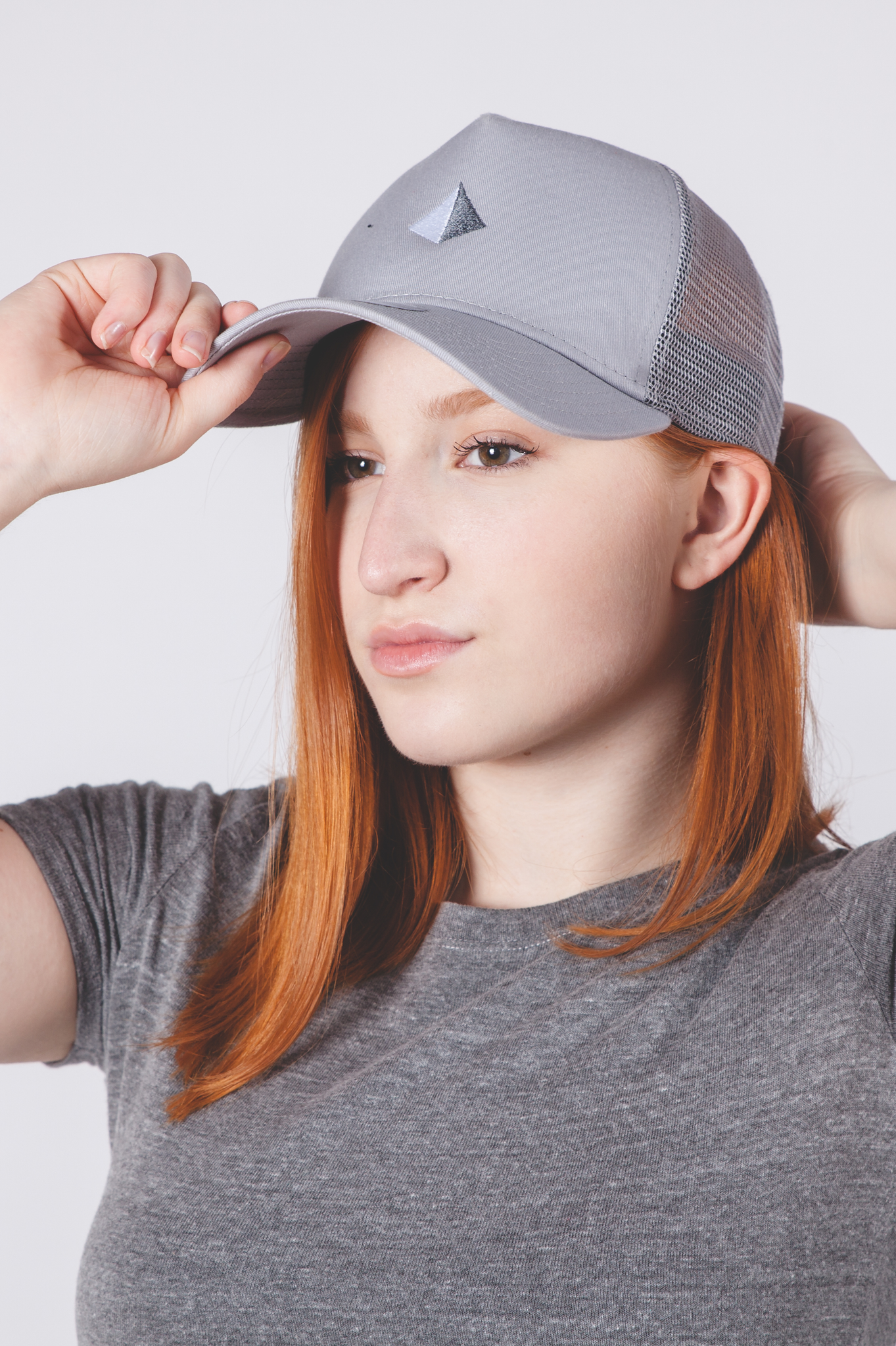Mesh Adjustable Trucker Cap Mesh Grey Hat for Men Women